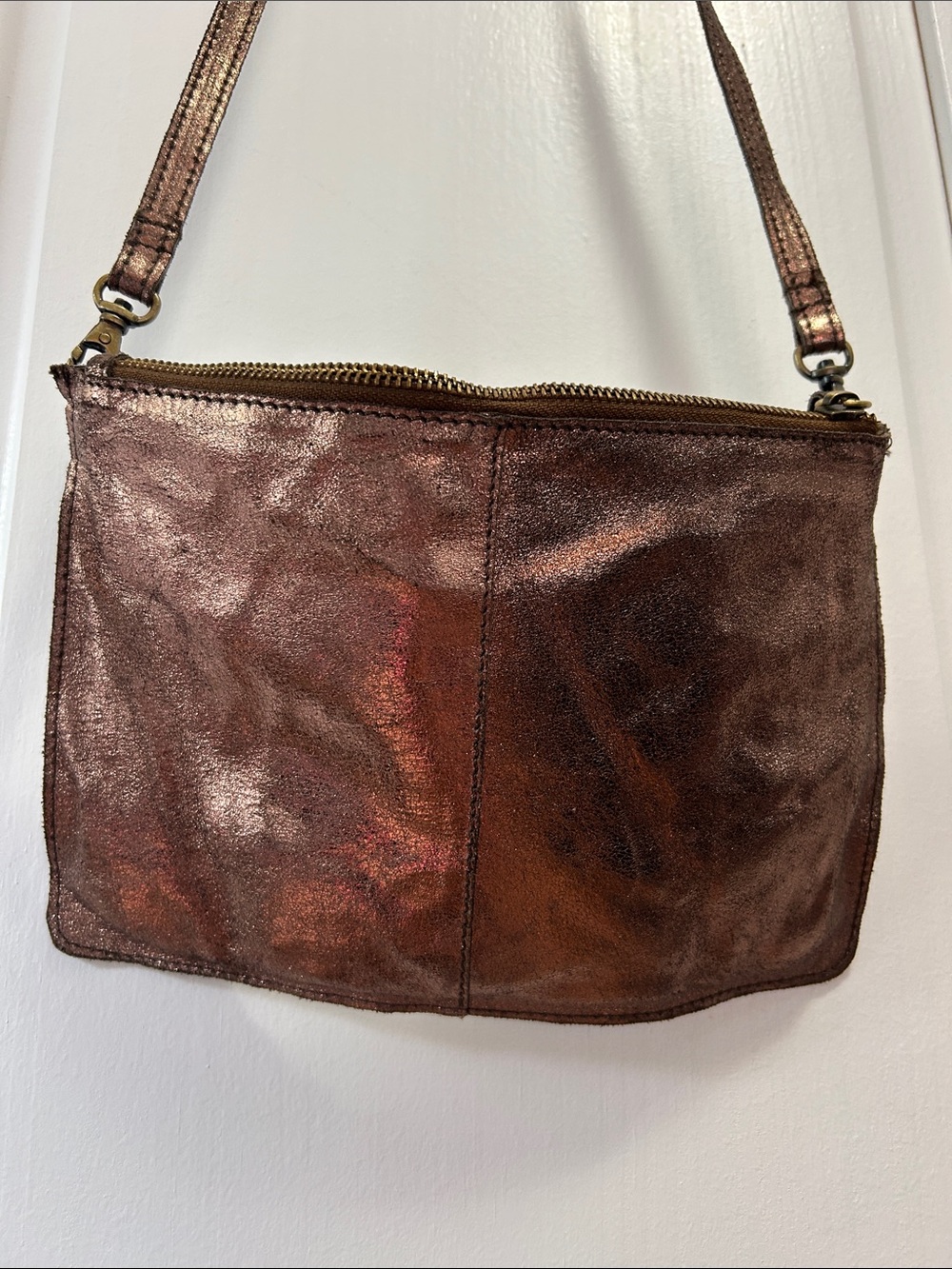 Anthropologie EAST Metallic Bronze Crossbody Bag